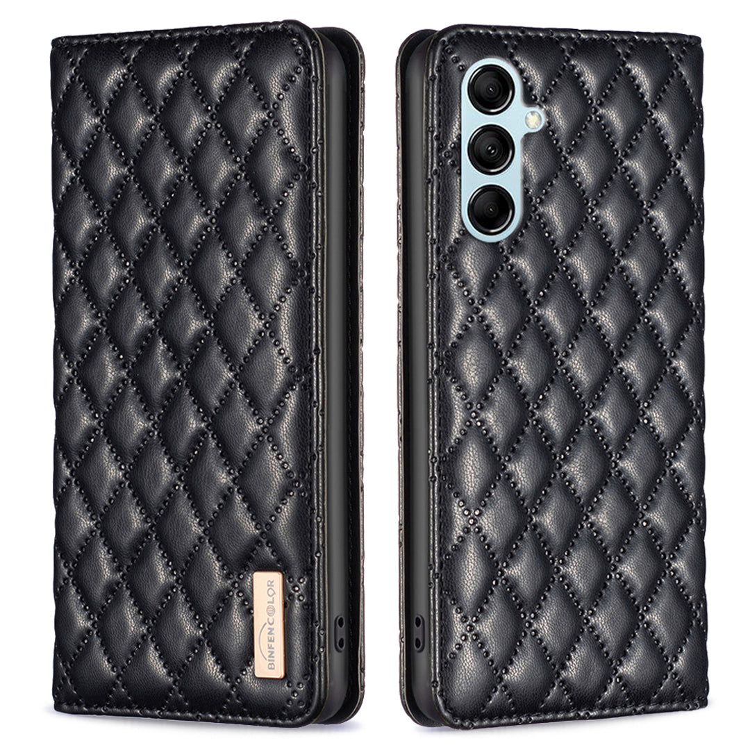 BINFEN COLOR BF Style-16 For Samsung Galaxy M14 5G PU Leather Imprinted Rhombus Case Card Holder Phone Protective Cover BINFEN COLOR BF Style-16 For Samsung Galaxy M14 5G PU Leather Imprinted Rhombus Case Card Holder Phone Protective Cover